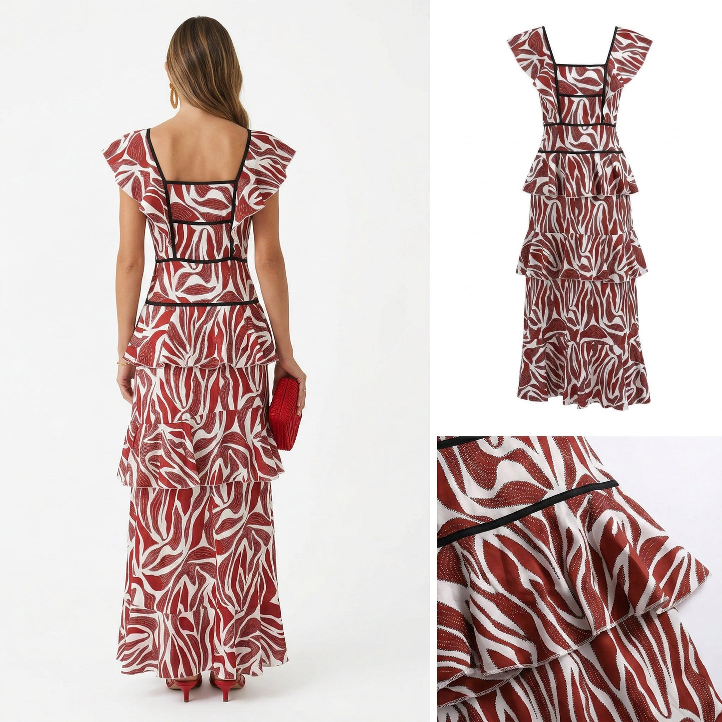 Coral - Vestido brisa con volantes en cascada