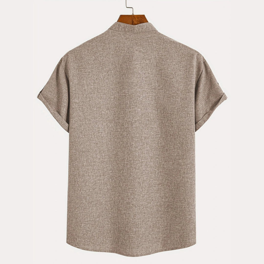 Camisa Elegante Faith de Manga Corta con Cuello Mao