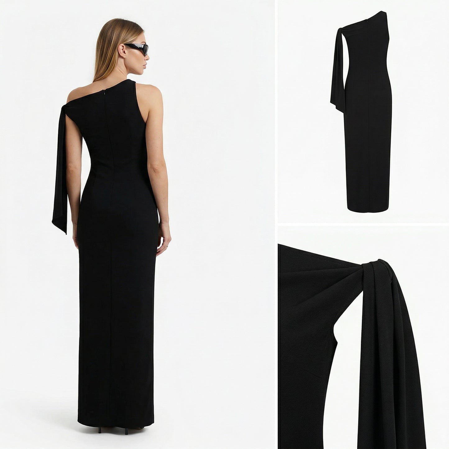 Noir – Vestido largo asimétrico elegante