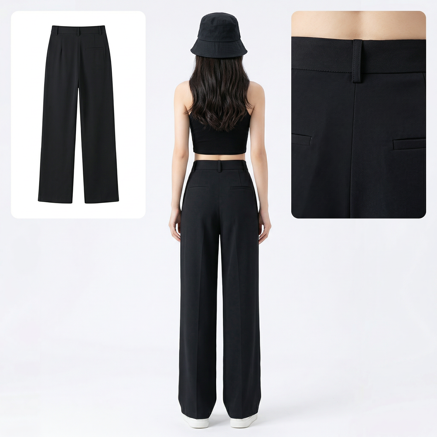 Pantalón de cintura alta con pernera ancha, cómodo y elegante.