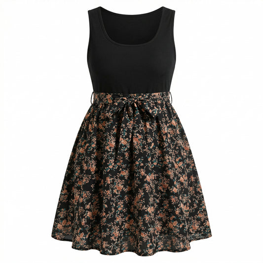 Olivia – Vestido corto estampado floral con cintura ajustable