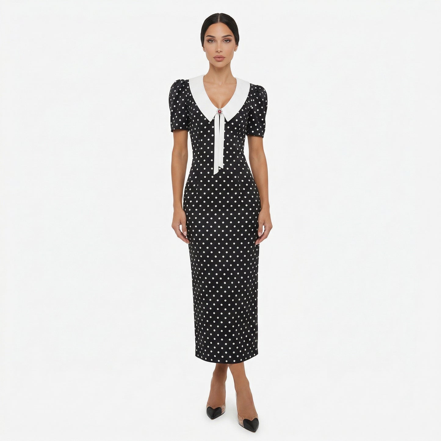 Luna - Vestido de corte elegante con estampado de lunares