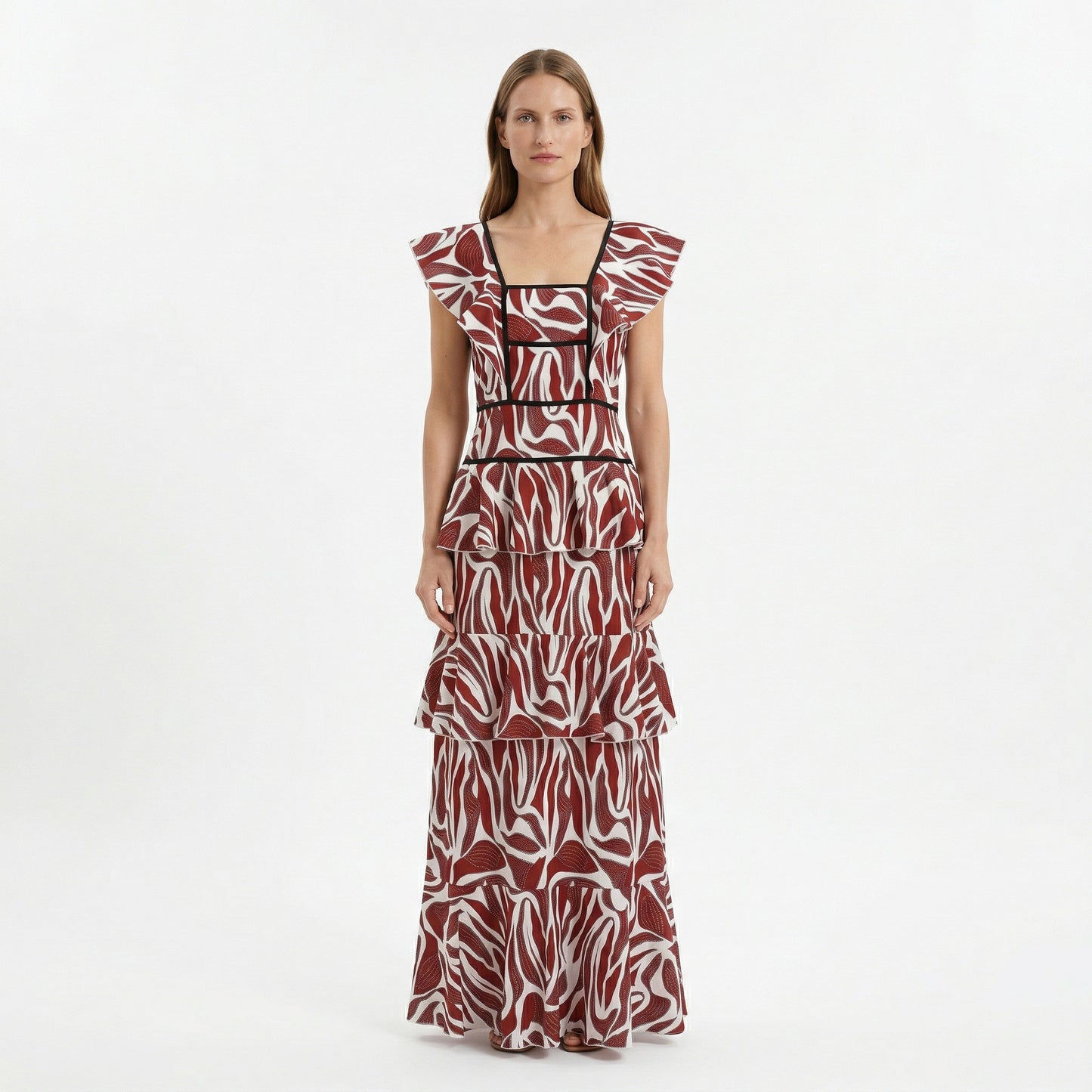 Coral - Vestido brisa con volantes en cascada