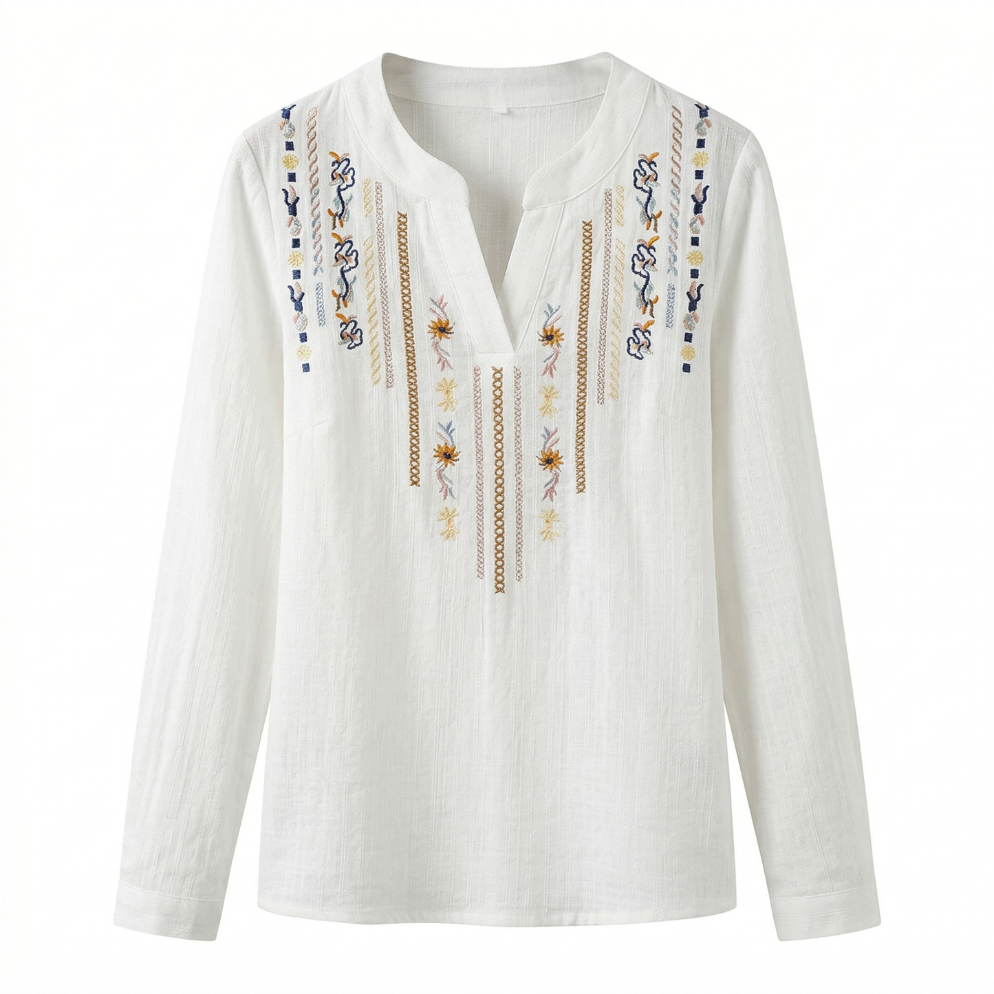 Blusa bordada casual de manga larga