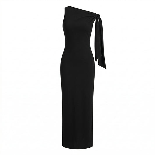 Noir – Vestido largo asimétrico elegante