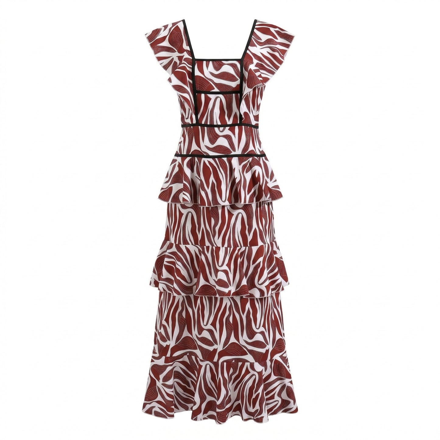 Coral - Vestido brisa con volantes en cascada