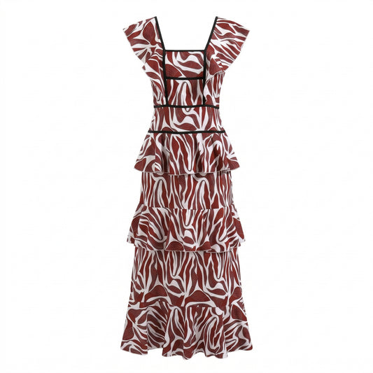 Coral - Vestido brisa con volantes en cascada