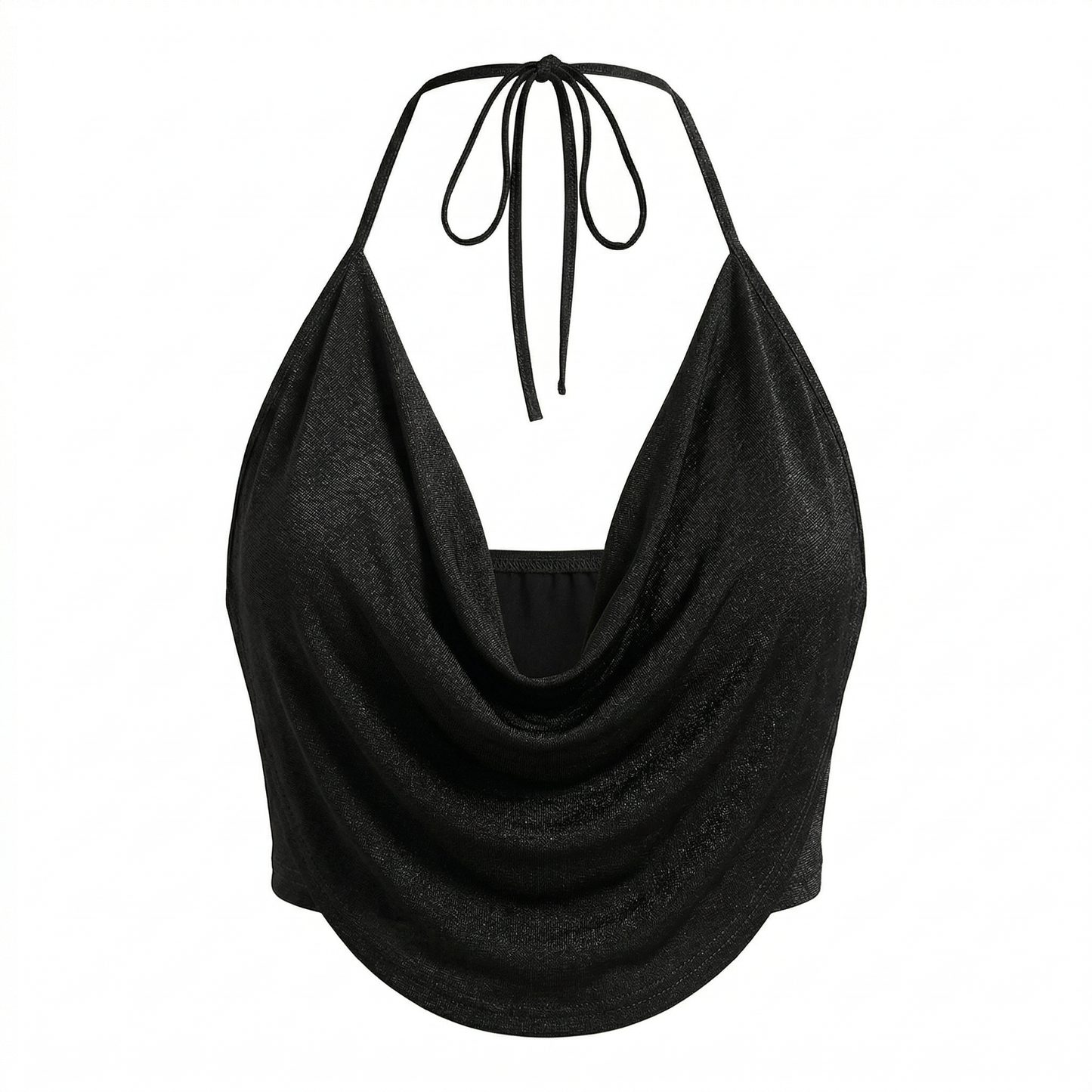 Top drapeado con escote halter y espalda descubierta